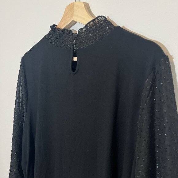 Talbots Women’s Black Blouse Plus Petite 2X Majesty Long Sleeve Smocked Stretch - Picture 12 of 13